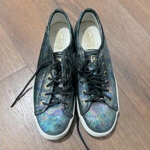Keds Triple Kick Leather Sneakers Black Glitter, Size 7
